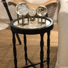 British Colonial Overlay Bamboo Motif Side Table with Mother of Pearl Top
