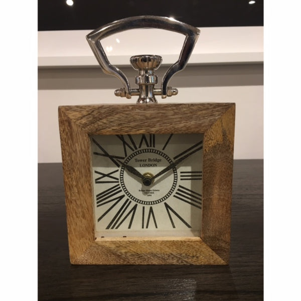 Wood Clock with Nickel -Square