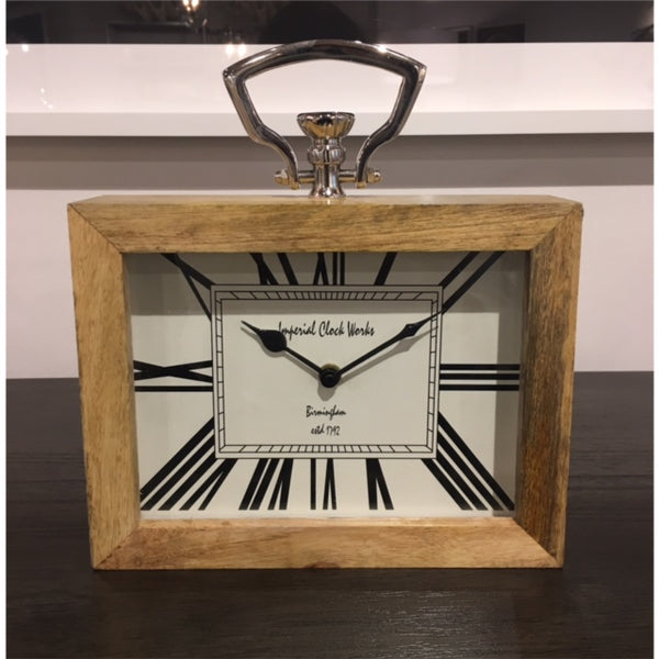 Wood Clock with Nickel -Rectangular