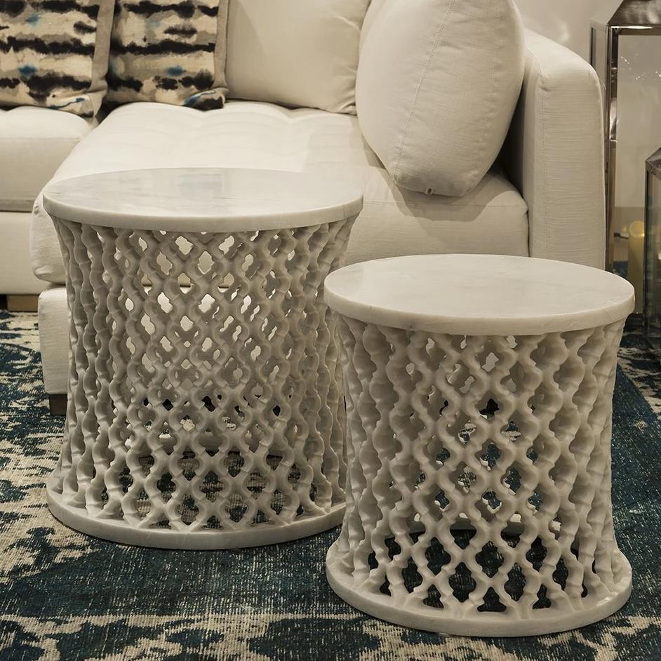 Marble Round Jali Table set by Mantra Furnishings